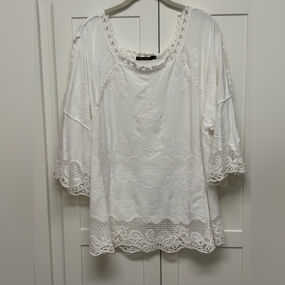 Spiaggia Dolce ladies top, white, lace size M